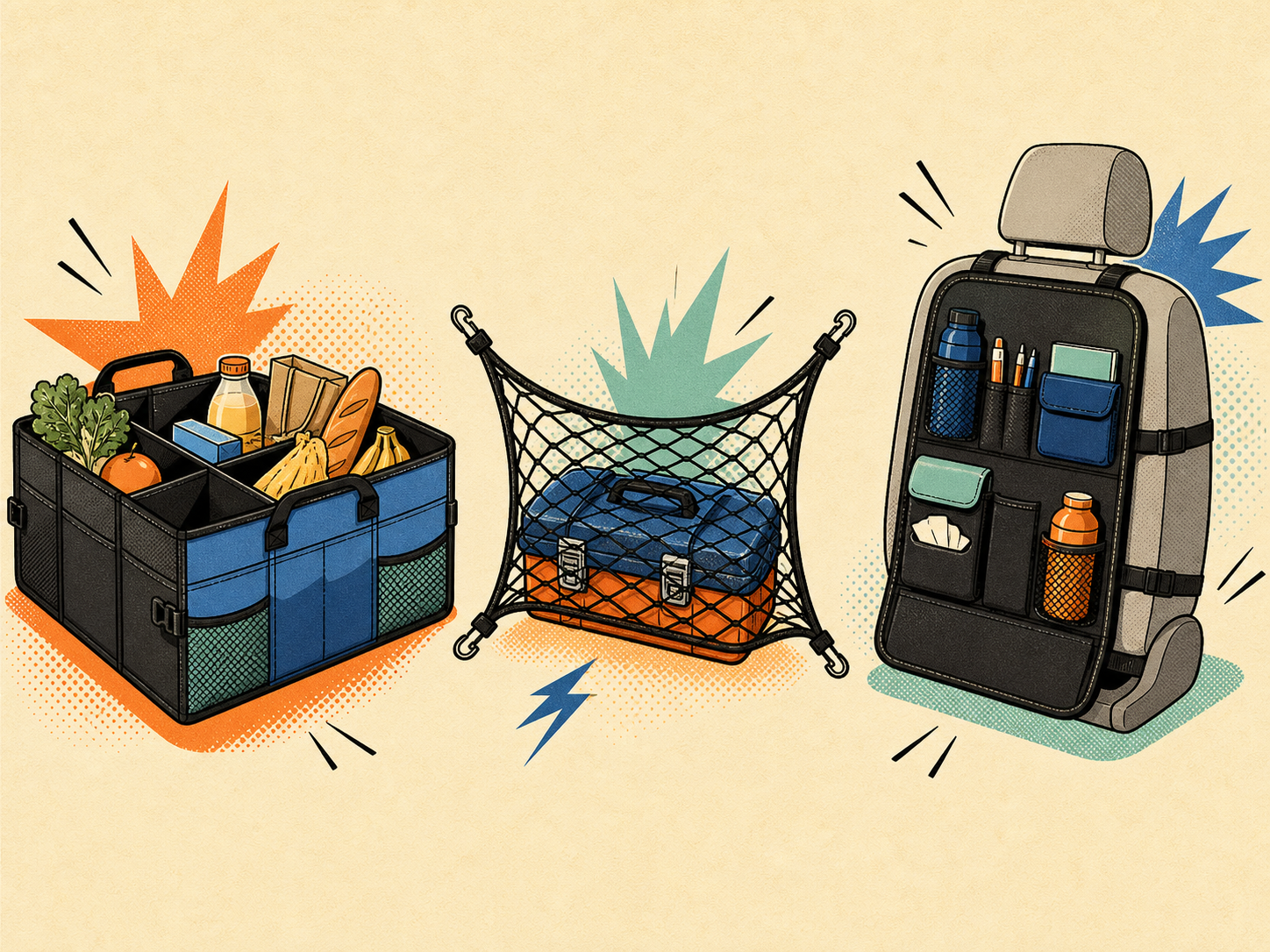 Illustrated car organization tools