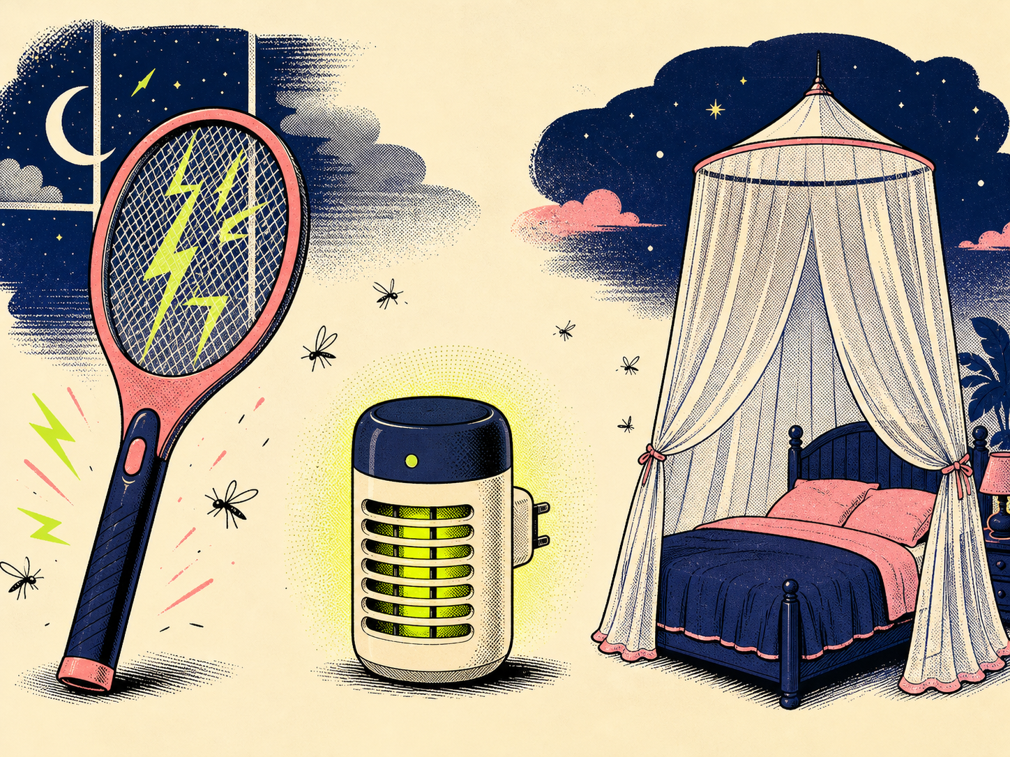 Illustrated nighttime mosquito tools